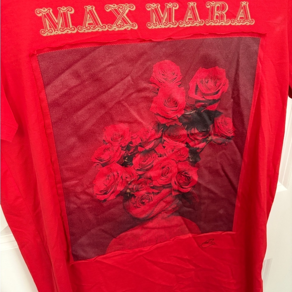 Max Mara Rosso Red Tee Women’s Small Cotton Designer - Picture 5 of 8